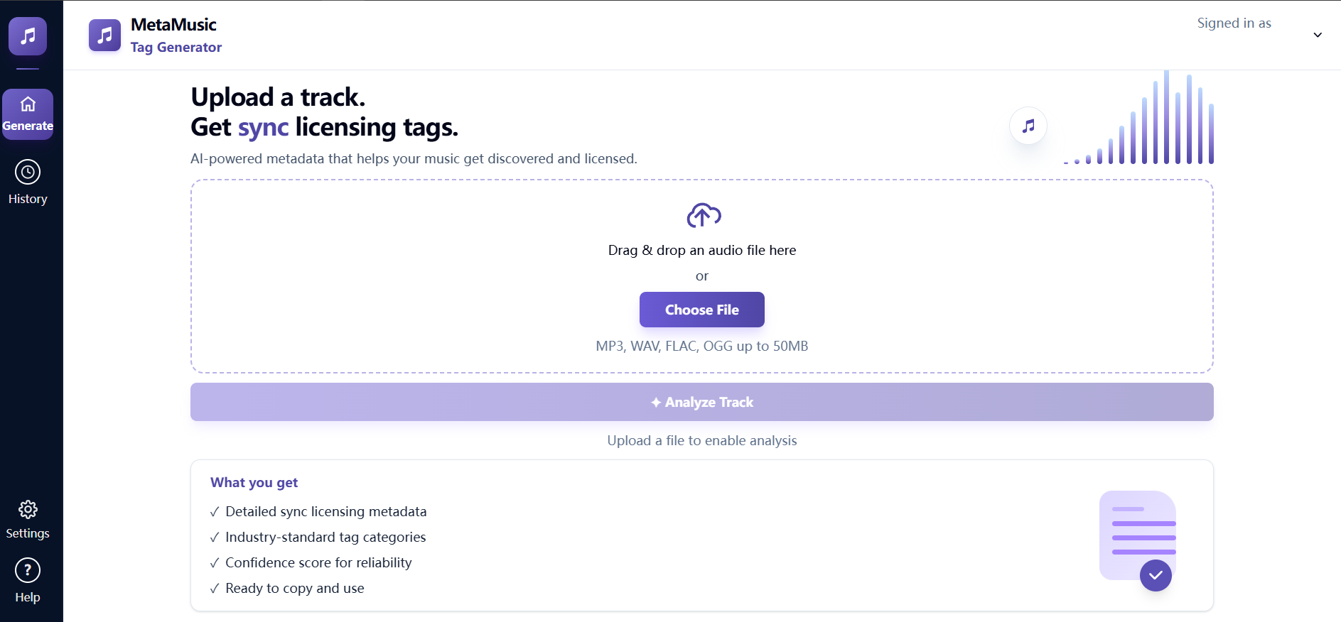 MetaMusic Tag Generator